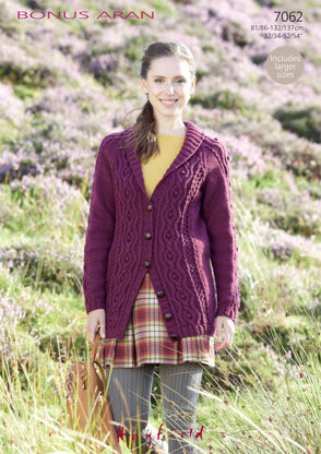 Long Shawl Collared Jacket in Hayfield Bonus Aran with Wool - 7062 - Downloadable PDF