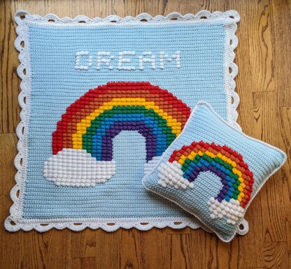 Rainbow Puff Blanket & Pillow Set