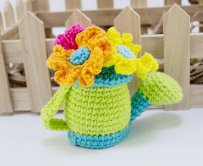 Amigurumi Mini Watering Can with Flowers