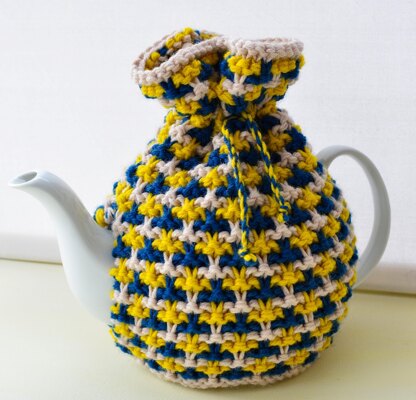 Textured Tweed 4 Cup Teapot Cosy Knitting Pattern