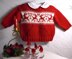 Christmas sweater with pocket and reindeers