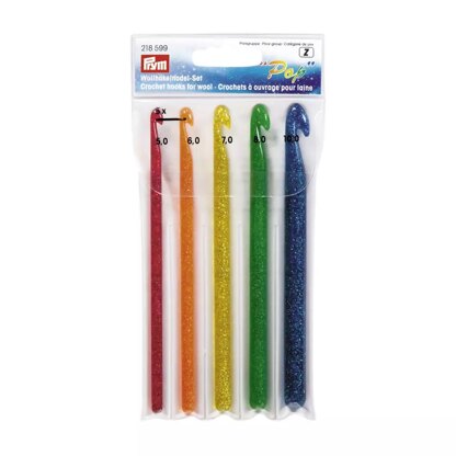 Prym Glitter Plastic Crochet Hooks (Set of 5)