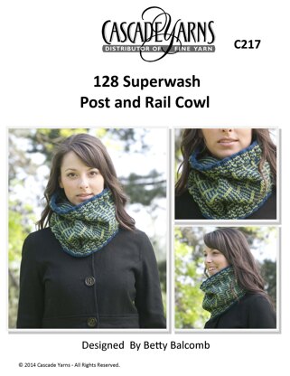 Post and Rail Cowl in Cascade Yarns 128 Superwash - C217 - Downloadable PDF