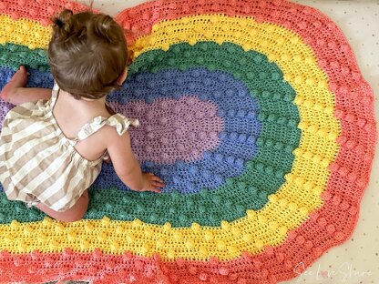 Rainbow Bobble Stitch Crib Blanket