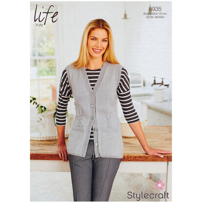 Ladies Waistcoat in Stylecraft Life 4 Ply - 8935