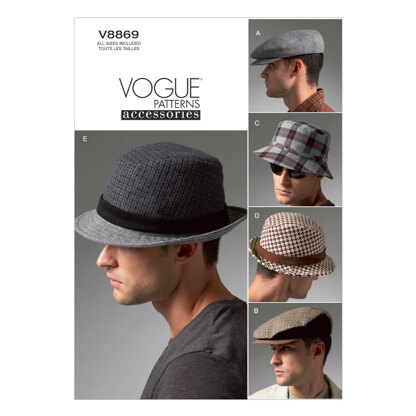 Vogue Men's Hats V8869 - Paper Pattern, Size ONE SIZE