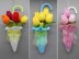 Spring door decor tulips in umbrella