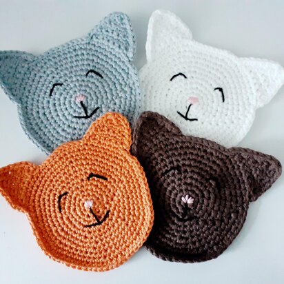 Crochet cat coasters