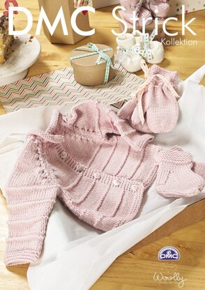 Baby Girl's Cardigan, Socks And Mittens in DMC Woolly - 15196L/2