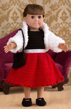 Party Time Doll Outfit in Red Heart Buttercup - LW4326