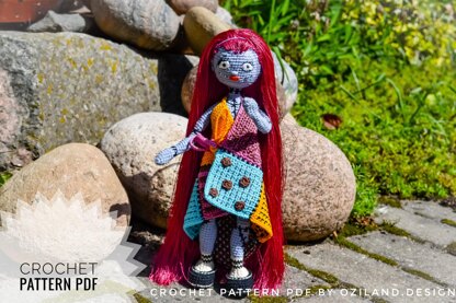 Crochet Pattern Sally Skellington Amigurumi doll