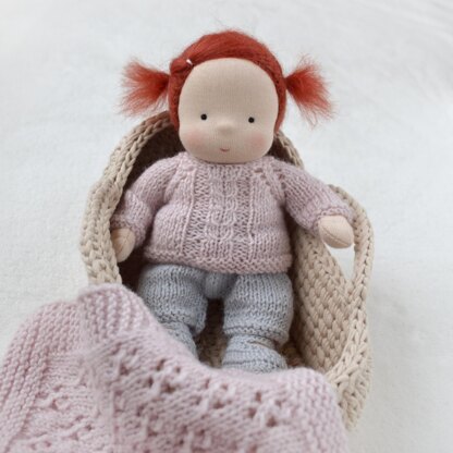 Knitted clothes set for a 7''/18 cm doll