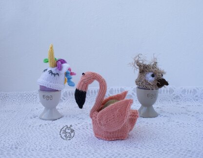Easter Egg Cozy: flamingo, owl, unicorn
