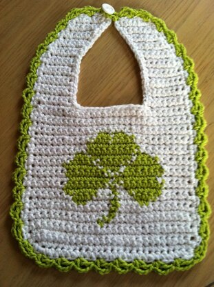 Filet Crochet Bib - Shamrock