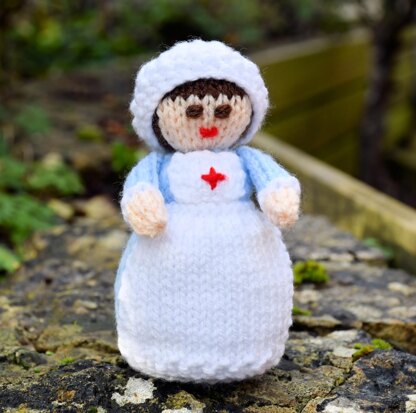 Miniature WWI Red Cross Nurse Doll Knitting Pattern - Toy Knitting Pattern
