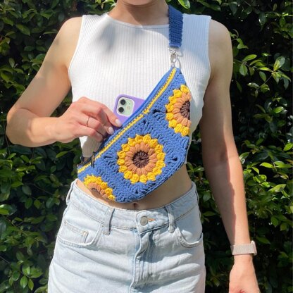 Sunflower granny square bum bag