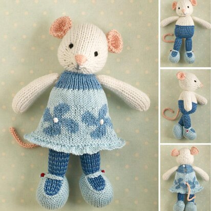 Girl mouse in a flowered dress - knitting pattern