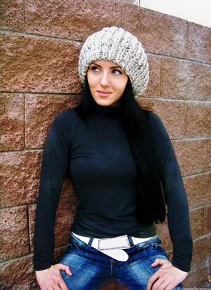 Slouchy Pom Pom Hat, Chunky Beret