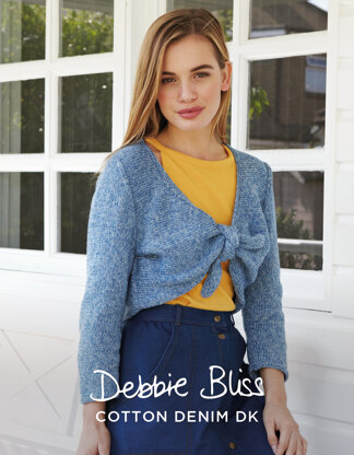 "Arlyn Bolero" - Bolero Knitting Pattern For Women in Debbie Bliss Cotton Denim DK - DBS044