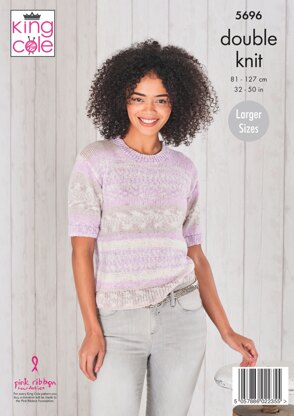 Round Neck Cardigan and Round Neck Sweater Knitted in King Cole Fjord DK - 5696 - Downloadable PDF