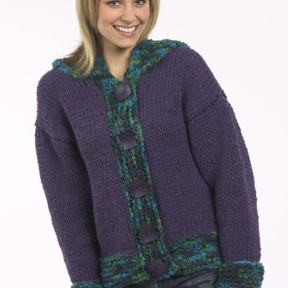 Ladies Hooded Jacket in Plymouth Yarn Encore Boucle Colorspun and Encore Chunky - 1220 - Downloadable PDF