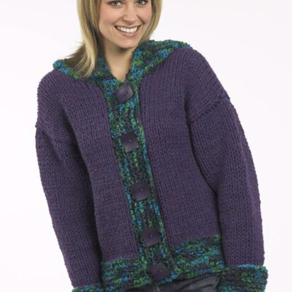 Ladies Hooded Jacket in Plymouth Yarn Encore Boucle Colorspun and Encore Chunky - 1220 - Downloadable PDF - knitting pattern