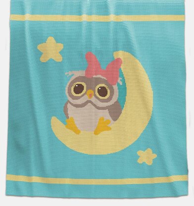 CROCHET Bed Throw - Owl on the Moon - 50" x 60"