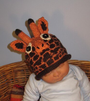 Baby Giraffe  Hat animal roll brim beanie