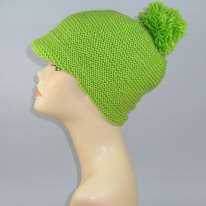 Peak Garter Stitch Bobble Cap