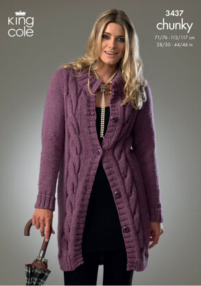 Cardigan and Sweater in King Cole Big Value Chunky - 3437