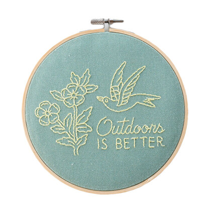 Cotton Clara Outdoors Is Better Hoop Embroidery Kit - 16cm