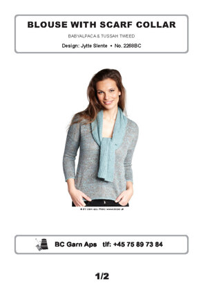 Blouse With Scarf Collar in BC Garn Baby Alpaca & Tussah Tweed - 2268BC - Downloadable PDF