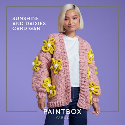 Sunshine and Daisies Cardigan - Free Crochet Pattern for Women in Paintbox Yarns Wool Blend Super Chunky