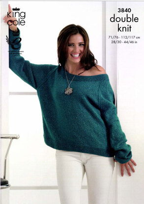 Sweater and Cardigan in King Cole Glitz DK - 3840