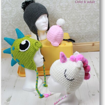 Crochet pattern Unicorn & Dinosaur Hat UK & USA Terms #361