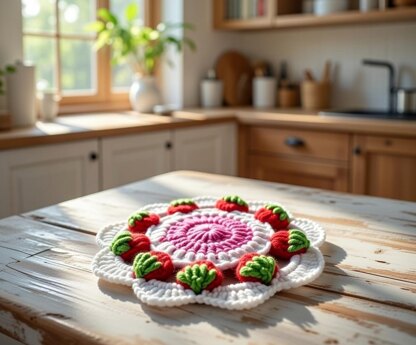 Crochet Strawberry Coaster Pattern PDF + Video Tutorial3