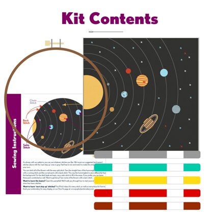 PopLush Solar System Embroidery Kit - 8in