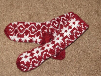 Reversible Winter Star Socks