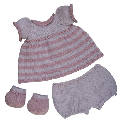 Pink Stripy Dress Outfit (Knit a Teddy)