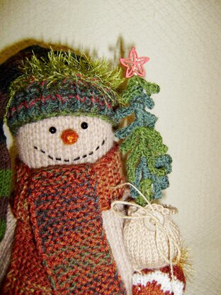 Knit Snowfamily cocoa color, toys for christmas