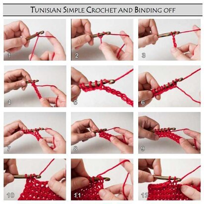 Left-Handed Instruction Pictures for Tunisian Crochet