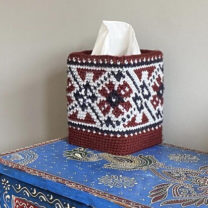 Aztec intarsia crochet container