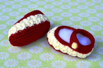 Mock Cables Mary Jane Baby Booties