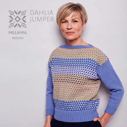 Dahlia Jumper - Knitting Pattern For Women in MillaMia Naturally Soft Merino by MillaMia