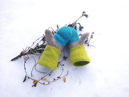 Felted North Star Mittens