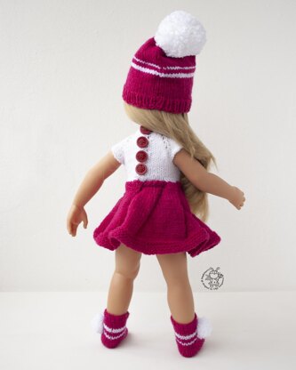 Outfit  Raspberries for 18in doll knitting flat