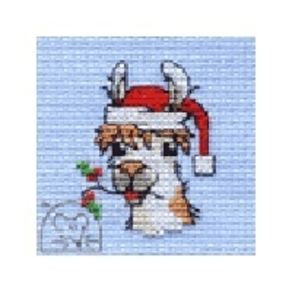 Mouseloft Christmas Card Stitchlet - The Holly and the Llama Cross Stitch Kit - 64mm
