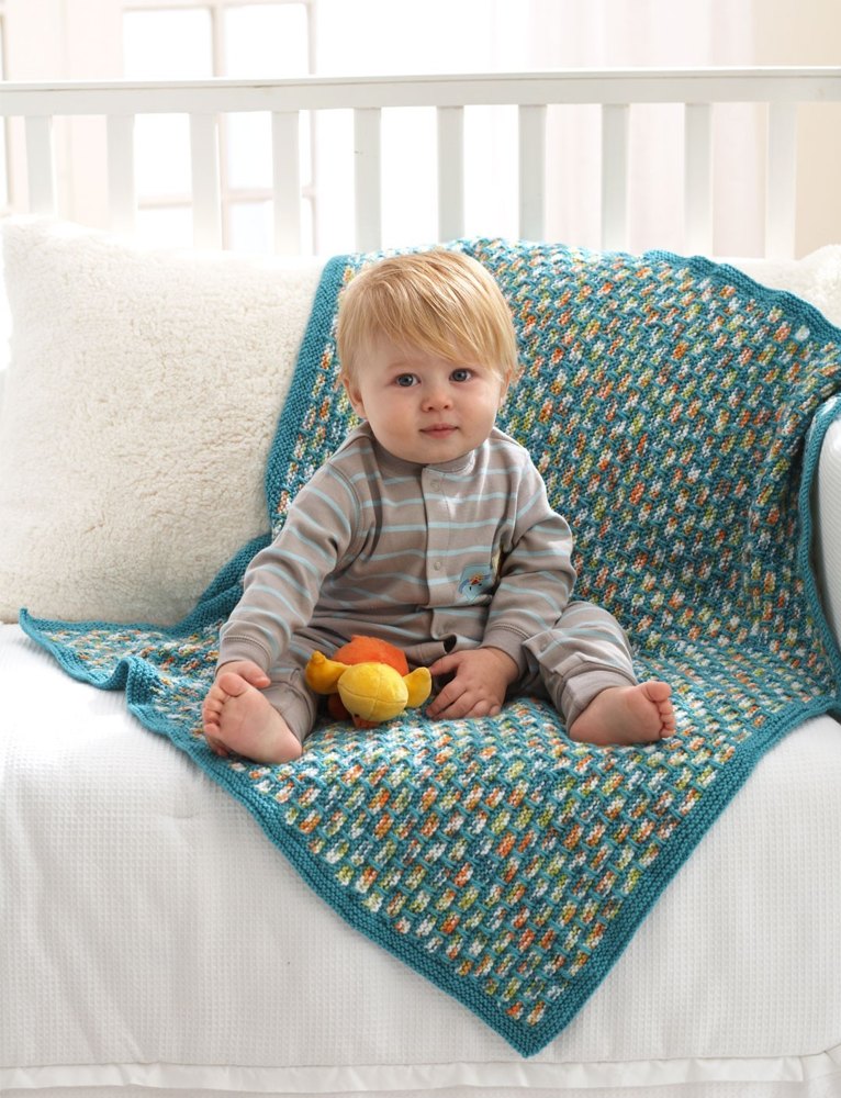 Woven Look Blanket in Bernat Baby Sport, Knitting Patterns