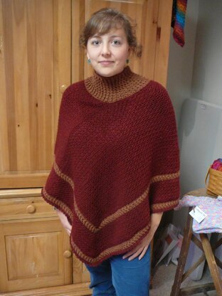 Crochet Poncho With Cowl Neck