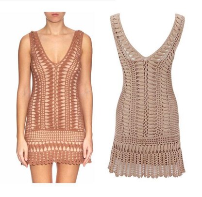 Crochet lacy cabled dress.